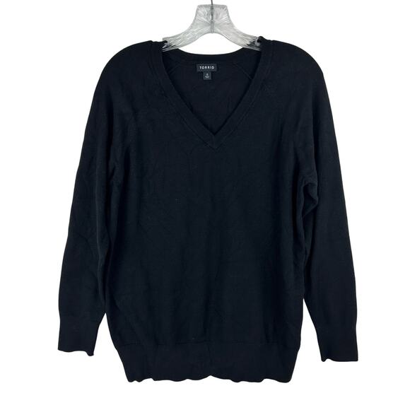 Torrid Everyday Soft V-Neck Long Sleeve Black Sweater Size Large Business Casual - Picture 1 of 6